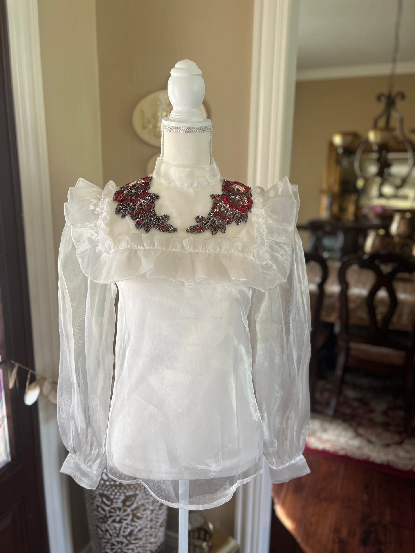 Crystal Rose Organza Blouse