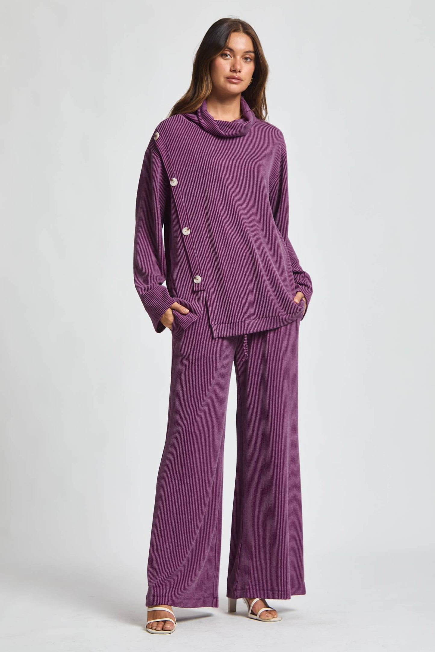 2-Piece Cowl Neck Ribbed Set TRVSET-LAVISH