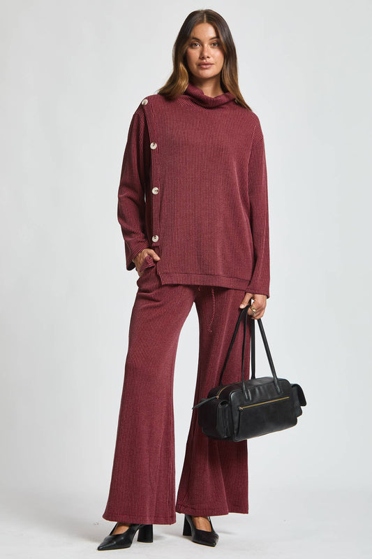 2-Piece Cowl Neck Ribbed Set TRVSET-LAVISH