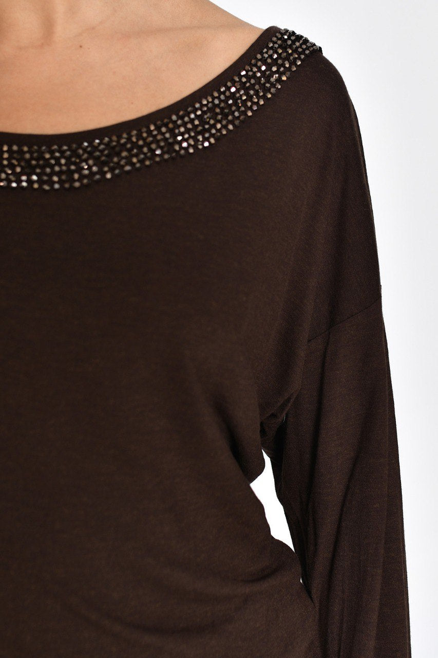 Brown basic top