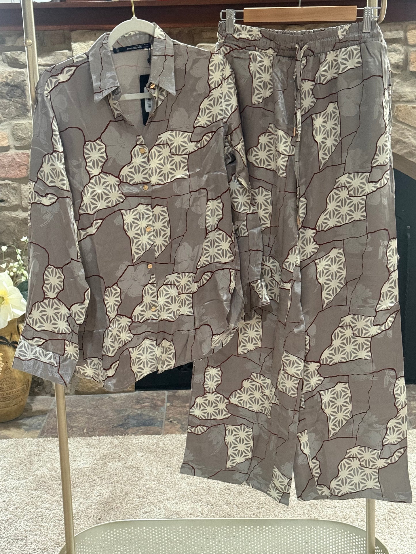 Oasis Abstract Print Satin set