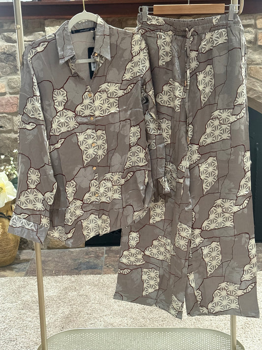 Oasis Abstract Print Satin set