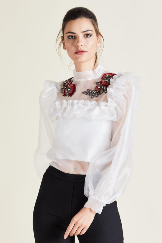 Crystal Rose Organza Blouse